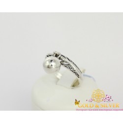 Жіноча каблучка срібна "Кульки" без вставок 1383 Gold & Silver, Украина